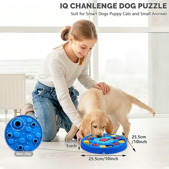 Interactive Dog Puzzle Toys for Puppy IQ Stimulation &Treat Training,Treat Dispenser Squeaky Toy for Smart Dogs, Puppy &Cats Fun Feeding (Level 1-3)