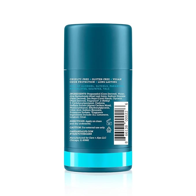 Oars + Alps Deodorant for Men & Women, Aluminum Free Deodorant for Men, Dermatologist Tested, Clean Ingredients, Non Toxic, Vegan, Long Lasting, Odor Protection, Fresh Ocean Splash, 2pk, 2.6oz