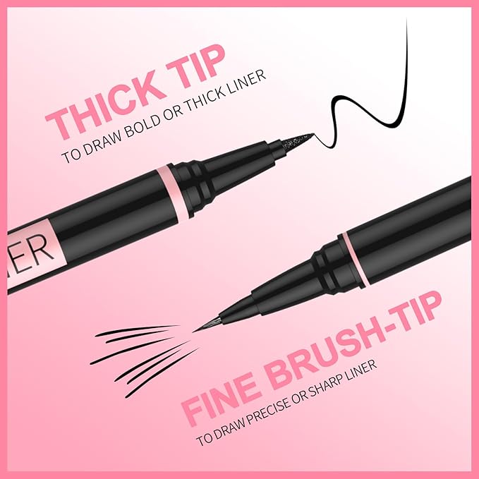 iMethod Liquid Eyeliner - Waterproof Eyeliner 2-in-1 Dual-Ended Eye Liner with Precise Brush-Tip and Thick Tip, Black Liquid Liner Pen, Matte Finish, Long Lasting, Smudge-proof, Transfer-proof, Brown