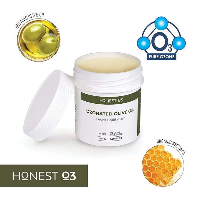 Olive Oil | Topical Ozone Oil Infused Skin Care | Ozonated Oil to Nourish, Protect & Cleanses | For People & Pets | 3.38 Fluid Ounces
