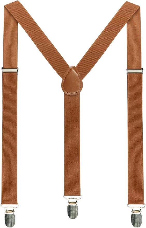 JEMYGINS Solid Color Mens Suspender with 3 Strong Clips Adjustable Braces