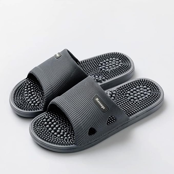 Acupressure Massage Slippers for Plantar Fasciitis for Women Acupuncture Slippers Arthritis Neuropathy Pain Relief Non-Slip Massage Sandals Women Stress Relief Gifts for Bath ( Men 6.5-7.5, Dark Gray)