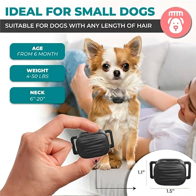 Bark Collar for Small/Medium Dogs, No Shock Anti Bark Collar, Rechargeable Anti Barking Collar w/2 Vibration & Beep Modes, Waterproof Shockless Smart Dog Stop Barking Control Device (Anthracite)