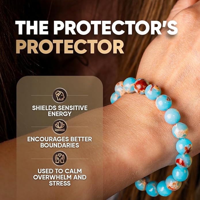 Conscious Items Protection Bracelets for Women & Men, Healing Crystal Bracelet with Natural Stones for Energy Shielding, Grounding, Stress, & Negative Energy Protection