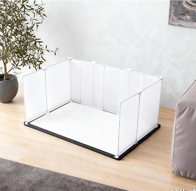 Litter Box Splash Guard, Litter Box Pee Shields for Dogs, Easy to Clean Indoor Dog Fence with Puppy Pee Pad Holder Tray Fits
