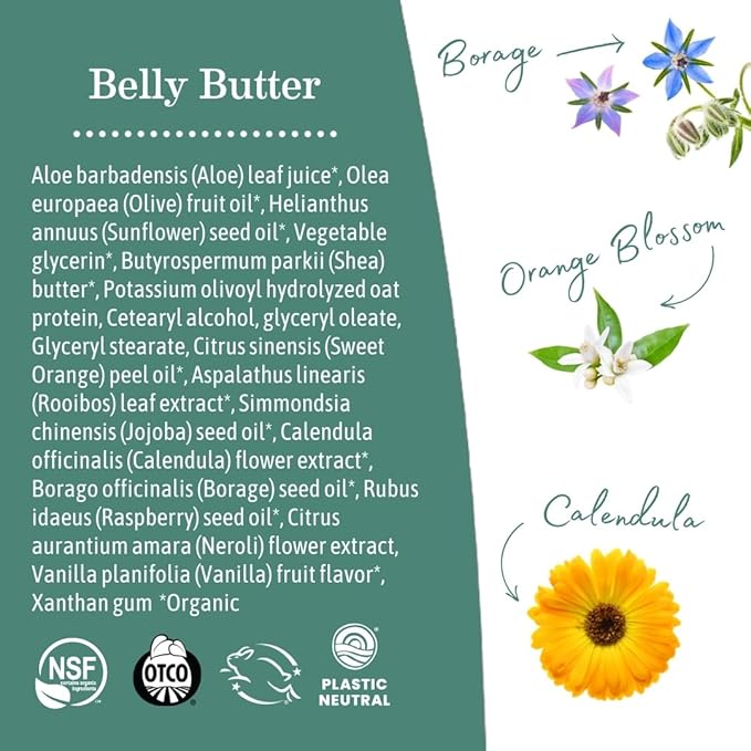 Earth Mama Belly Butter & Belly Oil Bundle for Dry, Stretching Skin | Moisturize + Encourage Skin's Natural Elasticity During Pregnancy & Beyond, 8-Fluid Ounce & 4-Fluid Ounce