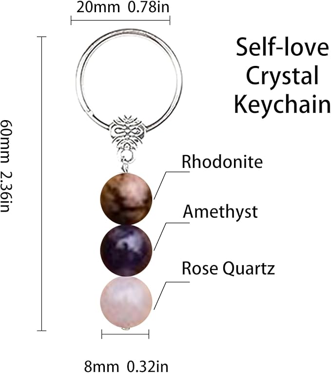 Healing Crystal Keychain Bracelet Set Healing Stones Anxiety Relief Natural Crystal Keychain for Women