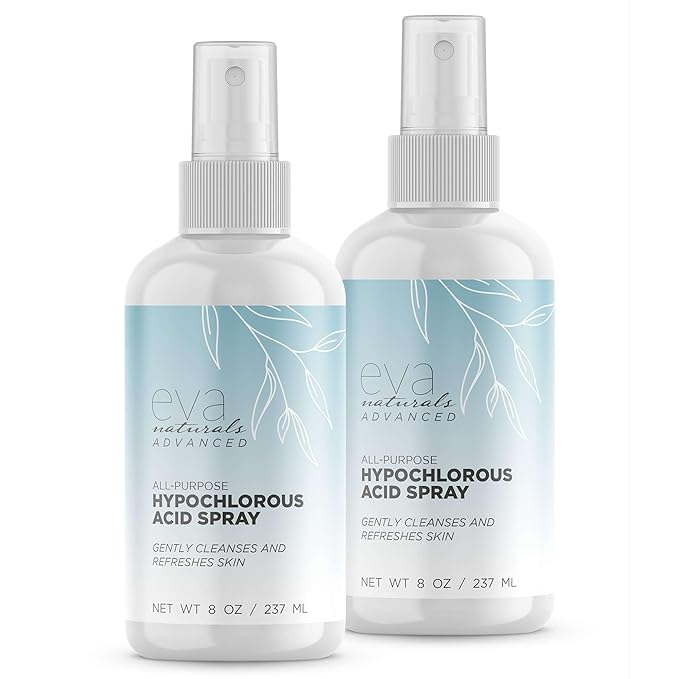 Eva Naturals Hypochlorous Acid Spray for Face & Body, HOCl Facial Cleanser Mist with Electrolyzed Water, Toner Formula for Sensitive & All Skin Types, Reduce Redness, Irritation, Breakouts (2 Pack)