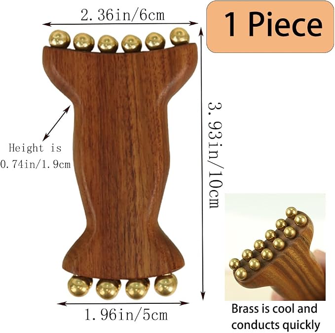 OULIGET Wooden Trigger Point Massage,Wooden Metal Ball Massage Tool,Sandalwood Metal Ball Face Massager,Used for Relaxing Face,Back,Neck and Shoulders,1 Piece.