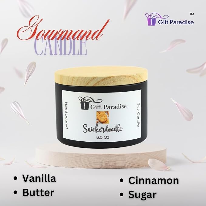 Snickerdoodle Soy Wax Candle in Black Metal Tin, 6.5 oz, Cotton Wick