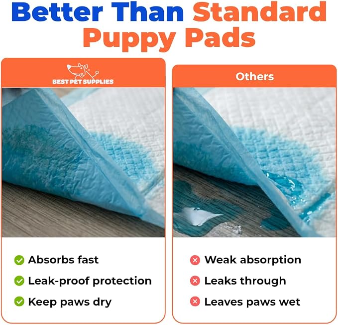 Best Pet Supplies Dog Training Puppy Pee Pads - Blue, 100 Count | 22.5x22" Potty Pads, Super Absorbent, Disposable, Leakproof, Keeps Floors Protected & Paws Dry, For Indoor Dogs, Odor Control