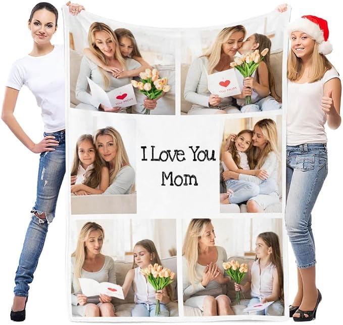 inkArts Custom Blankets with Photo, Personalized Mom Blankets, Customized Photo Blanket, Custom Picture Blanket, Personalized Birthday Gifts for Mom Baby Kid Family