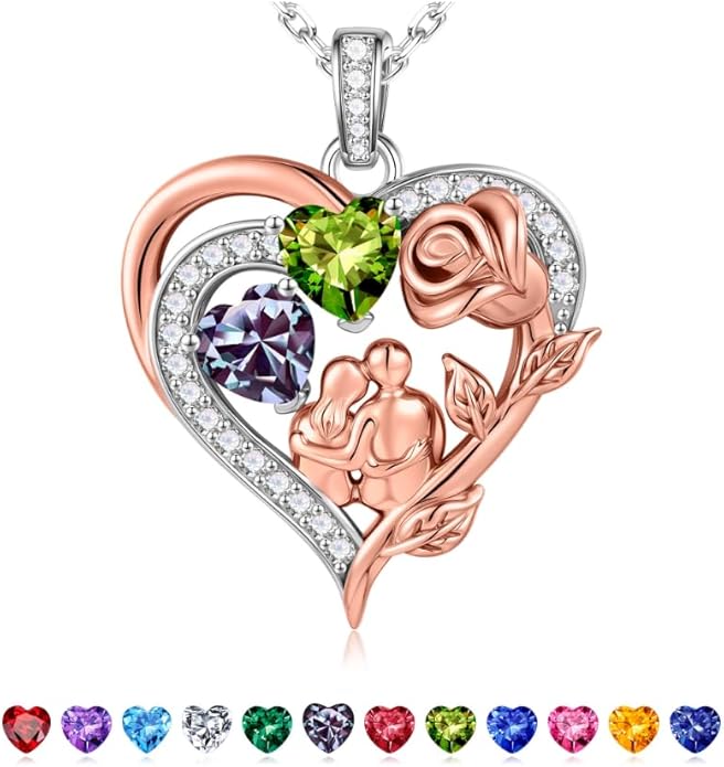Iefil Valentines Day Gifts for Her - 925 Sterling Silver Birthstone Necklace for Women, Anniversary Birthday Gifts for Wife Girlfriend Mom