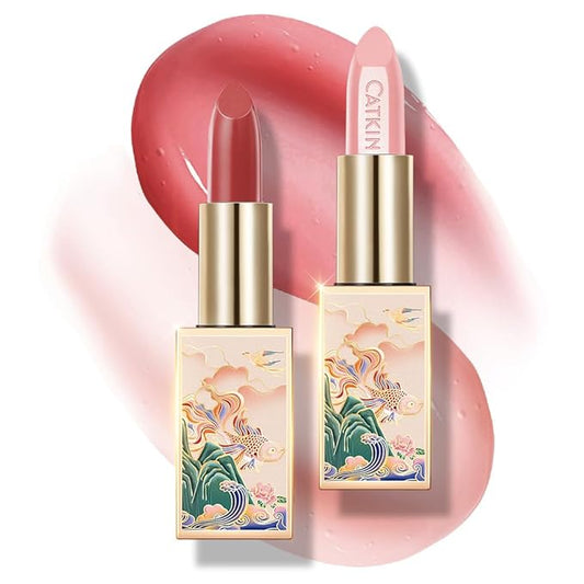 CATKIN Lip Balm Color Tinted Changing Lipstick Ultra Hydrating Lip Moistrurizer Lip Care with Vitamin E Nourishing For Cracked & Dry Lips 0.12 oz 2pcs (04+08)