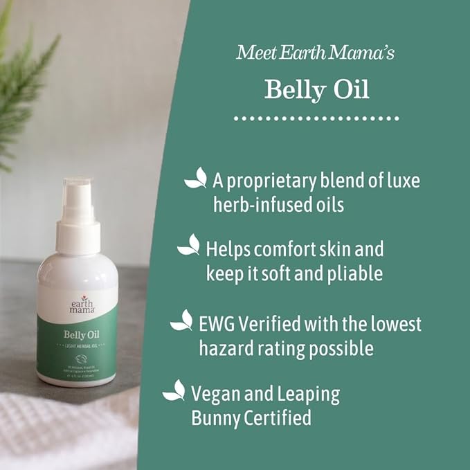 Earth Mama Belly Butter & Belly Oil Bundle for Dry, Stretching Skin | Moisturize + Encourage Skin's Natural Elasticity During Pregnancy & Beyond, 8-Fluid Ounce & 4-Fluid Ounce