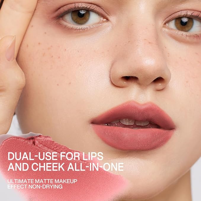 INTO YOU Velvet Matte Finish Lip Stain, Super Stay Lip Stain Long Lasting Waterproof, Lip Tint, Lip Mud Soft Lightweight, Smooth Lip Clay Mousse, Dual-Use For Lips And Cheek, Pink Lipstick, N4