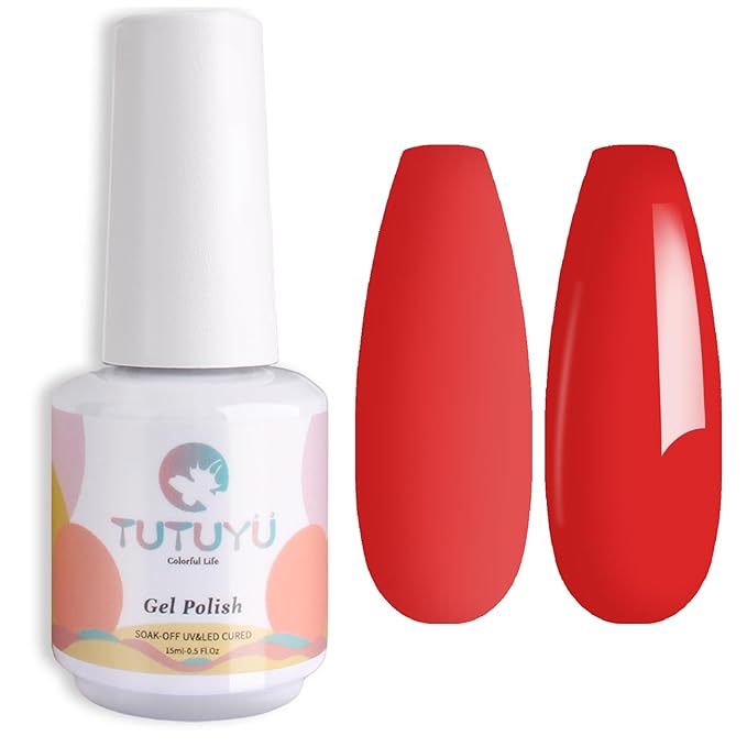 Deep Red Gel Nail Polish, UV/LED Soak Off Christmas Red Gel Polish for Manicure Salon or DIY Nail Art at Home,Fall Winter Color, 0.5 fl.oz - GP0053