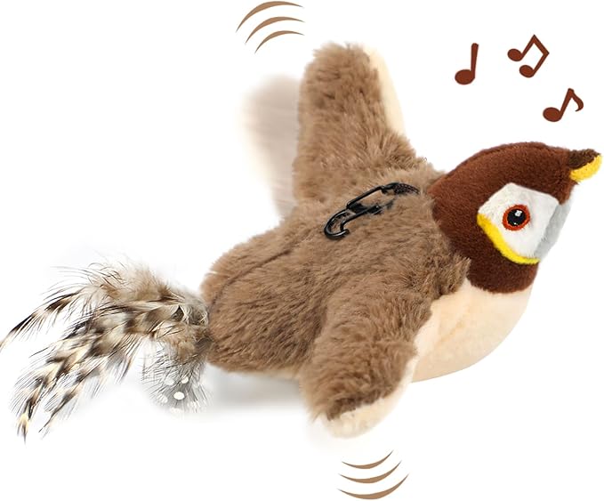 Tocirelo Cat Toy Flapping Bird (No Flying), Simulate Chirping Flappy Bird