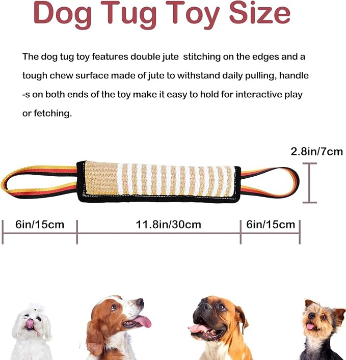ASOCEA Dog Tug Toy,Bite Jute Pillow Pull Toy Squeaky Dog Toys with Handles