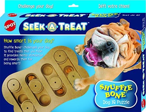 SPOT Interactive Seek-A-Treat Shuffle Bone Dog Toy Puzzle | Dog Treat Reward Toy Improves Your Dog's IQ | Specially Designed for Training Treats