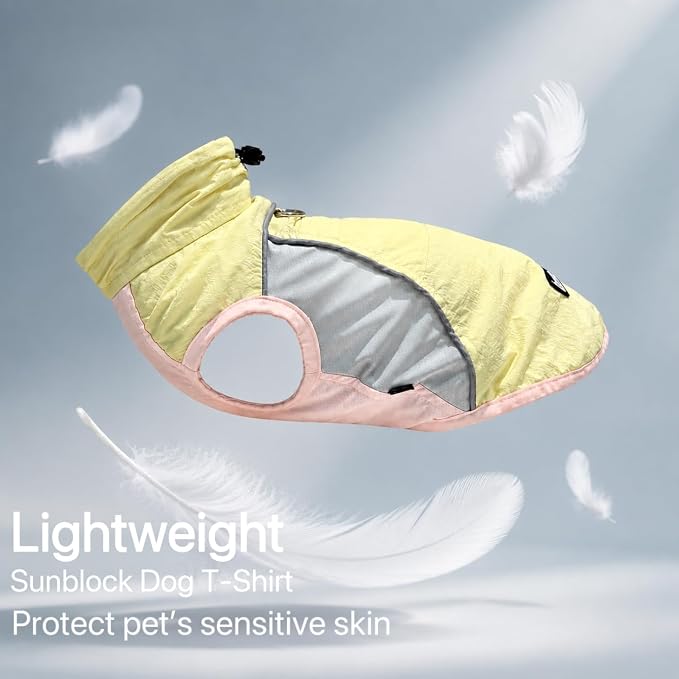 Dog Sun Protection Cooling Shirt,UPF 50+ UV Protection,Lightweight Breathable Cooling Vest, Sunblock Summer Clothes for Dogs (Cheese Yellow, XL, Pull On)