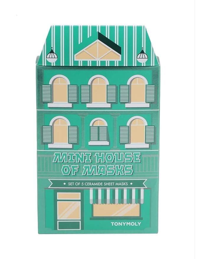 TONYMOLY Mini House of Masks 5pc Ceramide Acid Sheet Mask Set – Hydrating & Barrier-Repair Korean Face Masks with Hyaluronic Acid – Strengthens Skin Barrier, Moisturizes & Soothes, K-Beauty Gift Set