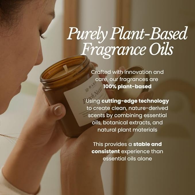 Bare Botanics Non-Toxic Warm Vanilla Oak 9oz Soy Candle - 100% Plant-Based Fragrance Oils - Handpoured in WI - 40+ Hrs
