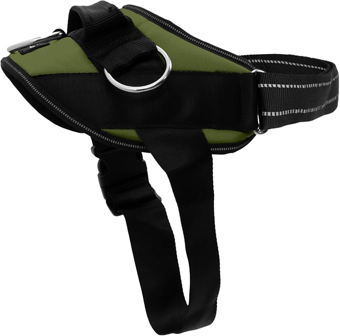 ShawnCo Essential Dog Harness, No-Pull Pet Vest (Olive Green,XS) | 3 Leash Clips, Easy On, No-Choke, Reflective, Adjustable Fit, Padded Comfort, Control Handle, For Small, Medium & Large Dogs