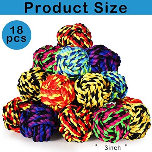18 Pcs Dog Rope Ball Dog Rope Toy for Aggressive Chewer Toy for Small Medium Puppy Ball for Puppies Pack for Teething Chew Biting Training 2.99 Inches