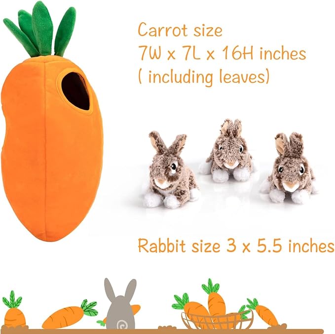 Hollypet Squeaky Hide and Seek Dog Toys for Small and Medium Dogs, Rabbit