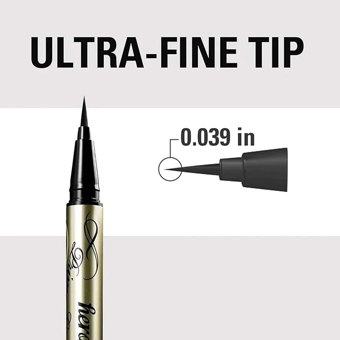 HEROINE MAKE by KISSME Waterproof Eyeliner for Intense Color & Ultra-Fine 0.1mm Tip, Liquid Eyeliner Pen with Organic Beauty Serum, Cat Eye Liner for Long Lasting Dramatic Lines, Jet Black 1 EA, PRIME
