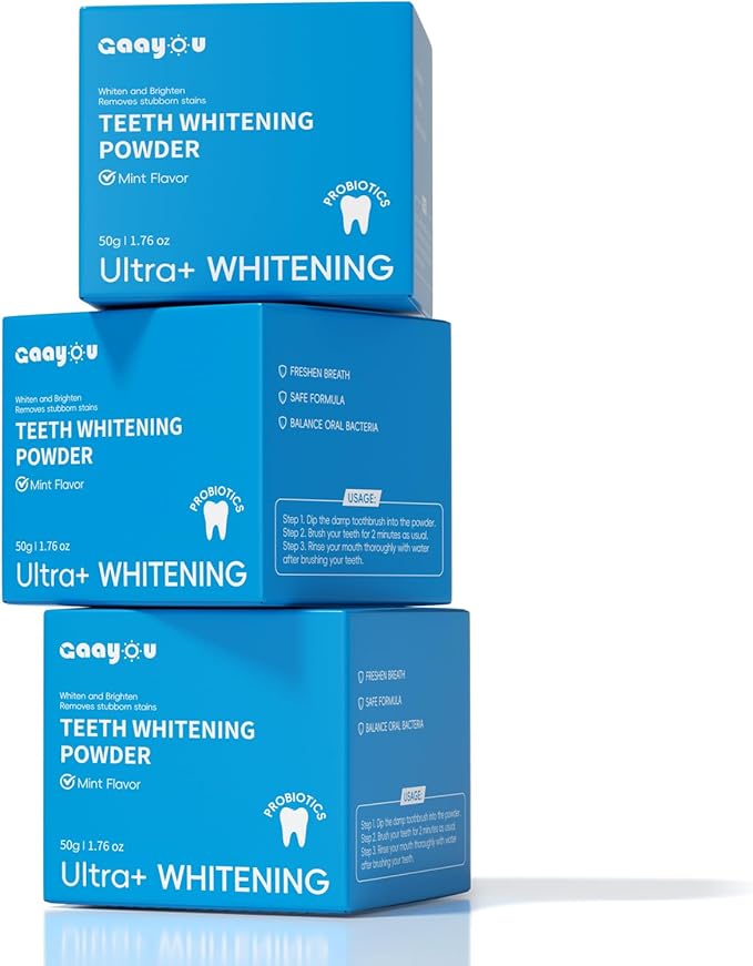 Teeth Whitening Powder 2PCS Tooth Powder Instant Tooth Whitening Mint Flavor Teeth Whitener Toothpaste Powders for Tooth Stain Removal 100g/3.53oz