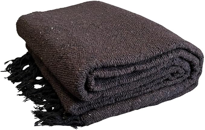 Open Road Goods Solid Color Mexican Yoga Blanket – Large Handwoven Throw for Yoga, Beach, Camping or Home – Soft and Durable Cotton Blend