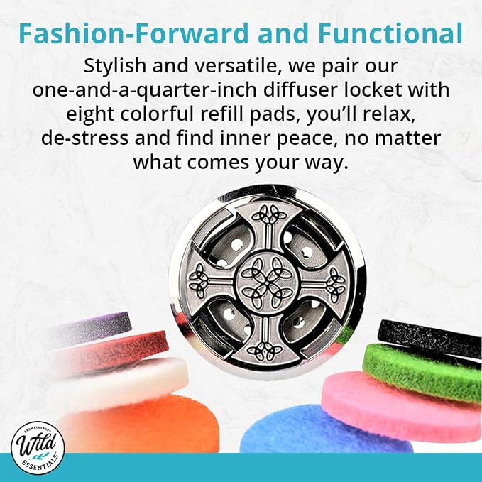 Wild Essentials Rose Gold Tree of Life Essential Oil Car Vent Diffuser, Stainless Steel Locket Pendant with 8 Color Refill Pads, Customizable Color Changing Air Freshener for Aromatherapy