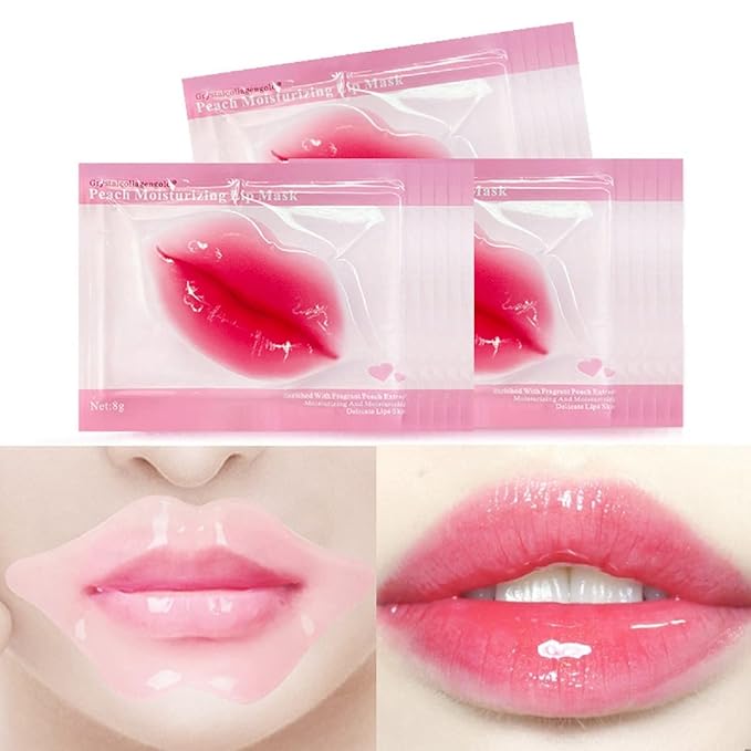MEICOLY 30 Pads Lip and Eye Mask Sheet,Moisturizing Under Eye Mask Gel Crystal Collagen Anti-Aging Eye Patches Dark Circle Remover with Box,Pink