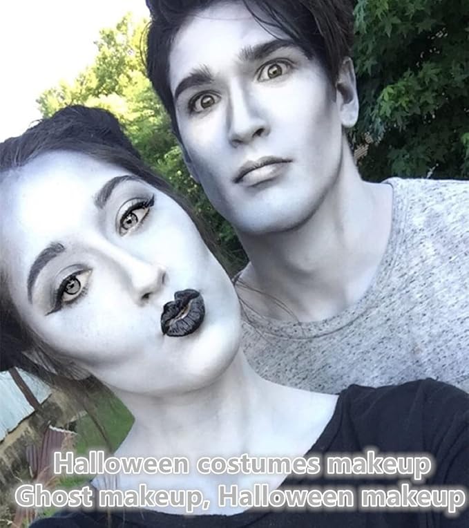 Go Ho Light Grey Face Body Paint Stick,Easily Washable Formula Gray Face Paint Stick,Non-toxic Full-coverage Cream Grey Body Paint for Halloween Costumes Zombie Vampire Goth Cosplay SFX Makeup