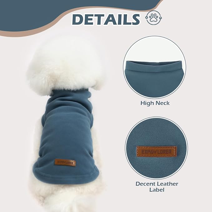 Cat Sweater Warm Fleece Pet Clothes for Cats Only | Soft Cat Vest Puppy Hoodie Coat, Fall Cold Winter Sweatshirt Pullover Clothing also for Small Dogs, Blue L
