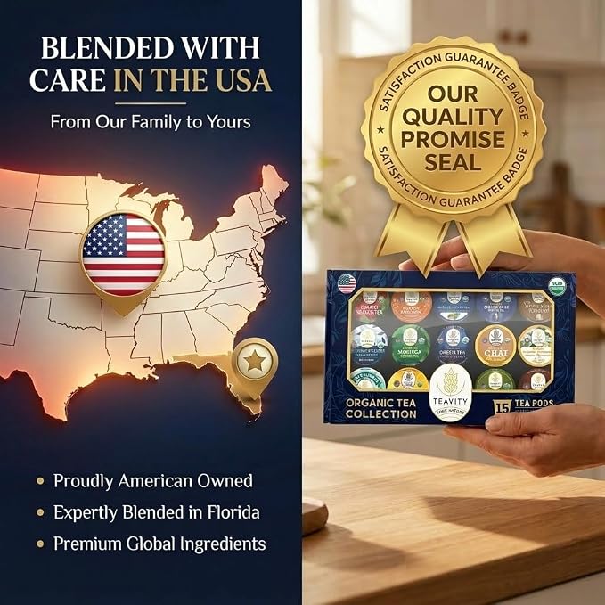 Organic Tea Pods Variety Pack - Assorted Sampler Pack Compatible for Keurig Brewer and Coffee Maker - Earl Grey, English Breakfast, Chai, Chamomile - Herbal Tea Pod for K Cup Keurig Brewing -15 count (Pack of 1) by Teavity