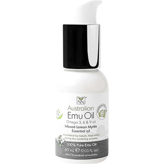 Y Not Natural Pure Emu Oil - Organic Moisture for Face, Body, Hair, Scalp & Nails - Rich in Omega 3-6-9, Vitamins & Essential Minerals - Australian Emu Oil (60ml) 2.03 fl oz - Lemon Myrtle