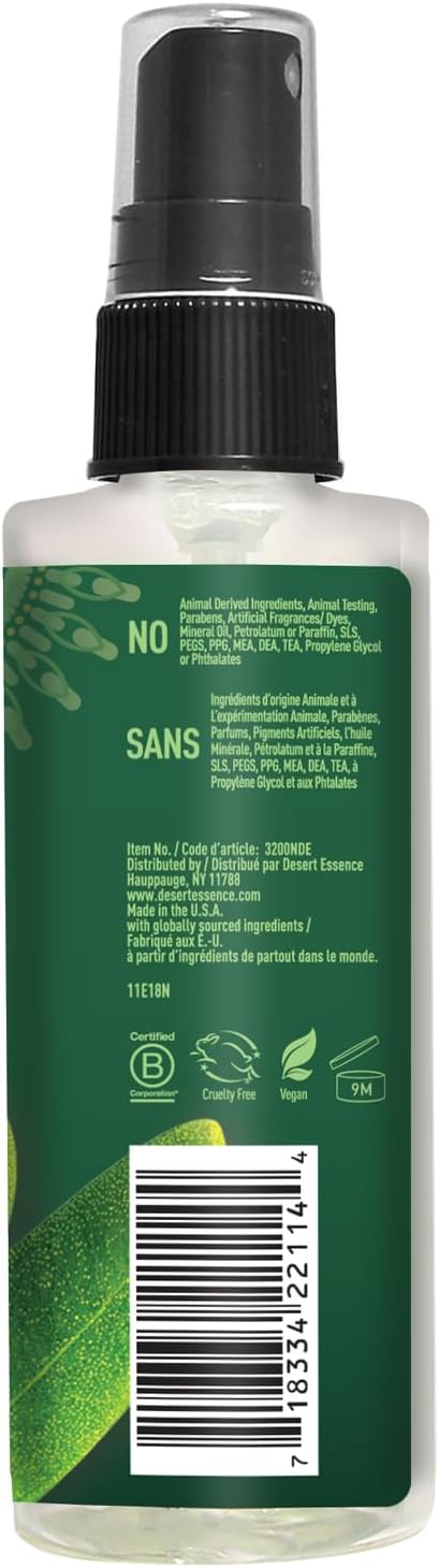 Desert Essence Relief Spray - 4 Fl Oz - Antiseptic Eco-Harvest Tea Tree Oil & Other Essential Oils - Natural First Aid - Minor Burns - Sunburn - Insect Bites - Scrapes - May Comfort Aching Feet
