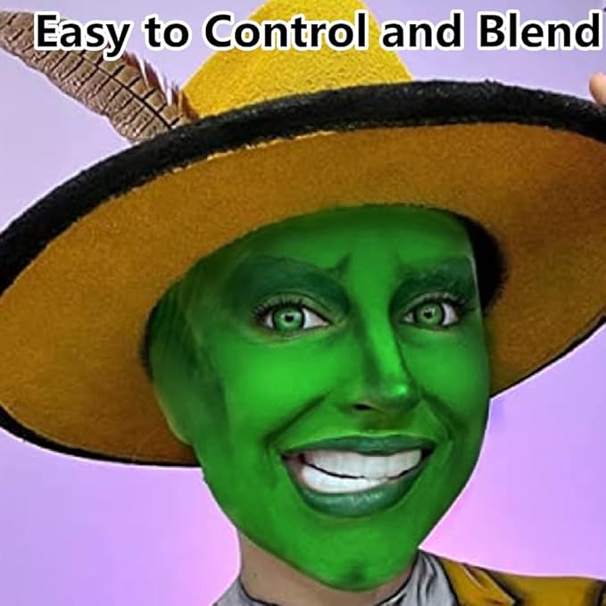 Go Ho Liquid Green Face Body Paint(2.1 oz),Green Based Water Based Face Paint and Body Paint for Airbrush Makeup Special FX, Cosplay, and Halloween Costumes Witch Hulk Makeup