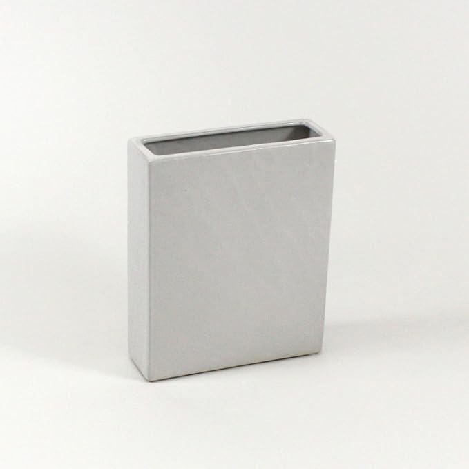 WGV Rectangle Block Ceramic Vase Bulk 8" x 2.5" x 10"H White Tall Narrow Planter Terrarium Floral Centerpiece for Wedding Event Home Decor 6 Pieces