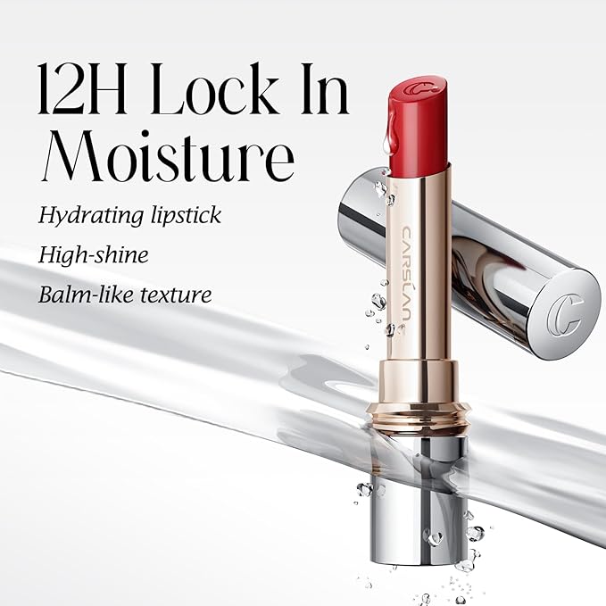 CARSLAN Flood Kissed Lipstick, Hydrating Lip Color Makeup, Natural Lip Gloss Finish with Hyaluronic Acid Formula, Shiny, Smooth, W01
