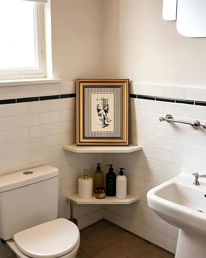 Gold Framed Wall Art, Funny Western Cowgirl Bathroom Canvas Prints, Cowgirl Reading Newspaper on Toilet Picture Wall Decor, Neutral Rustic Farmhouse Artwork for Bathroom Restroom 12x16 inch