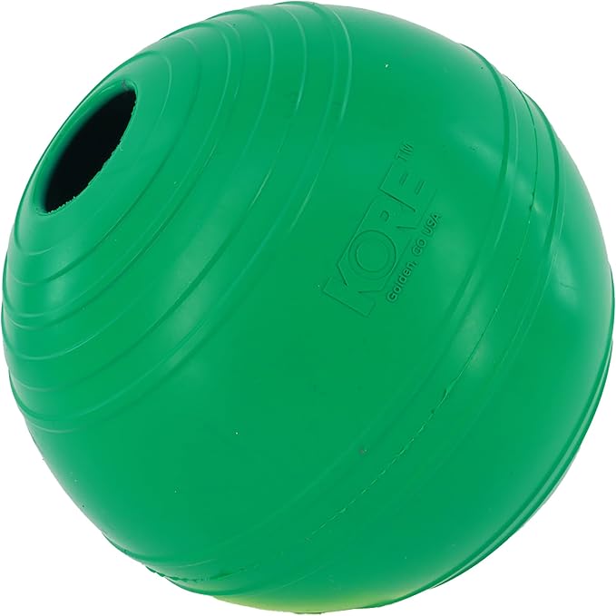 PetKORE: KoreFlex Ball - 4.75" Large, Green, Dog Toy, Shape Maintaining Rubber, Treat Stuffing Center, Bounce-Fetch-Chew, Pet Indoor-Outdoor Play