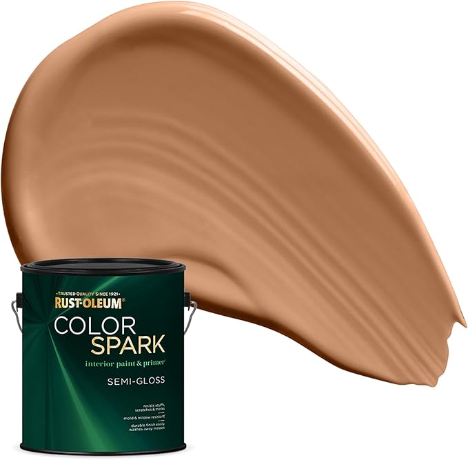 Rust-Oleum Color Spark Interior Paint and Primer in One, Semi-Gloss, Toasted Clay, 1 Gallon
