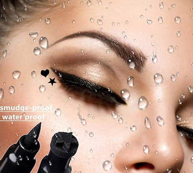 Go Ho Black Liquid Eyeliner Stamp,Eyeliner Stamp Wingliner,Winged Eyeliner Stamp for Cat Eyes,Double-Side Waterproof Liquid Eyeliner Pen,Long-lasting Smudge-proof Eye Liner Makeup Tools,1 PC