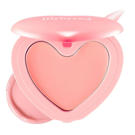 lilybyred Luv Beam Cheek Balm | Heart-Shaped Korean Cream Blush, Semi-Matte Finish, Long-Lasting, Blendable & Buildable, Soft Creamy Texture, Lightweight, Natural Flush, 0.12 oz. (06 Fluffy Peach)