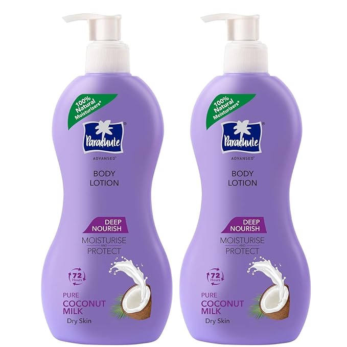 Parachute Advansed Deep Nourish Body Lotion with Pure Coconut Milk for Women & Men, Restore Dry Skin, 100% Natural, 72h Moisturization, 13.5 Fl.oz. (Pack of 2)