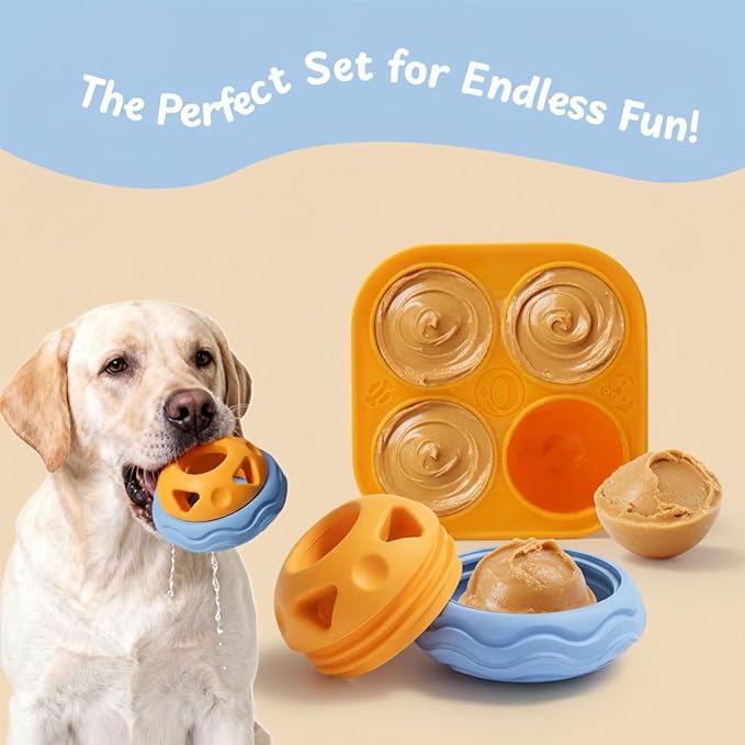 Nocciola Enrichment Dog Licking Toy Set, Frozen Treat Molds & Interactive Feeder for Aggressive Chewers, Freezable Rubber Dog Lick Bowl Long-Lasting to Keep Them Busy, Engagement & Anxiety Relief